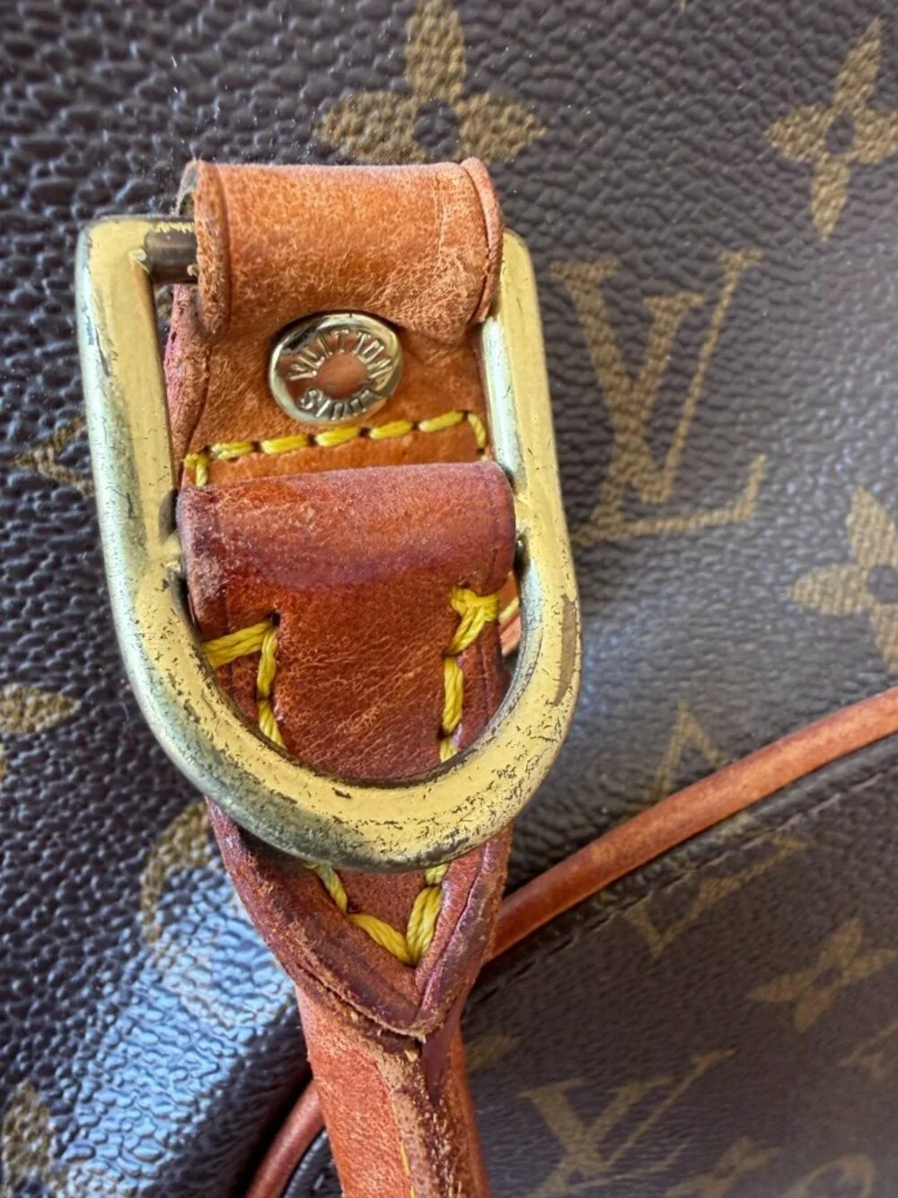 Louis vuitton ellipse bag MM vintage leather classic monogram print brown *read*